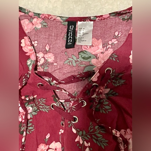 Burgundy Lace Up neck dress - Picture 6 of 7